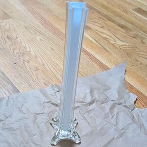 Murano style vintage long neckwhite/clear glass contemporary stem glass bud vase